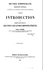 OEUVRES D' HIPPOCRATE INTRODUCTION