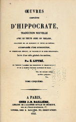 OEUVRES COMPLÈTES D'HIPPOCRATE V