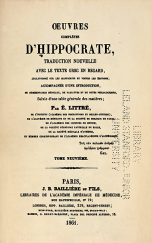 OEUVRES COMPLÈTES D'HIPPOCRATE IX